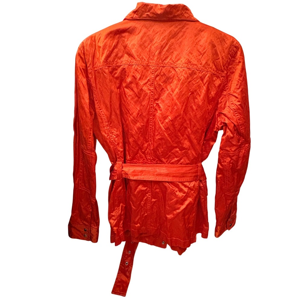 Michael Kors Womens Metallic Orange Field Jacket Belted Utility Coat Large - Picture 5 of 8